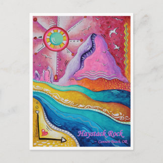 Haystack Rock Cannon Beach OR Travel Art Postcard