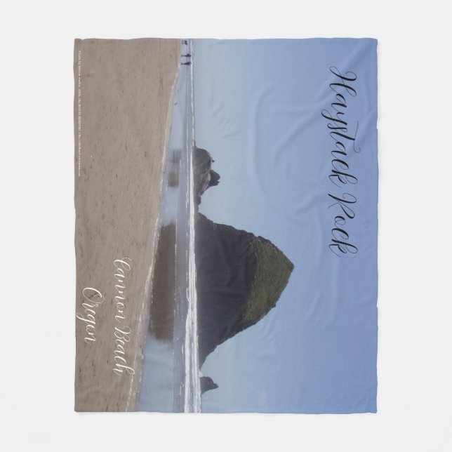 Haystack Rock cannon beach Oregon Fleece Blanket (Front)