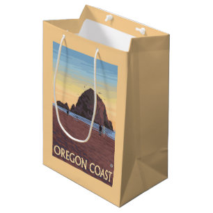 Haystack Rock Vintage Travel Poster Medium Gift Bag