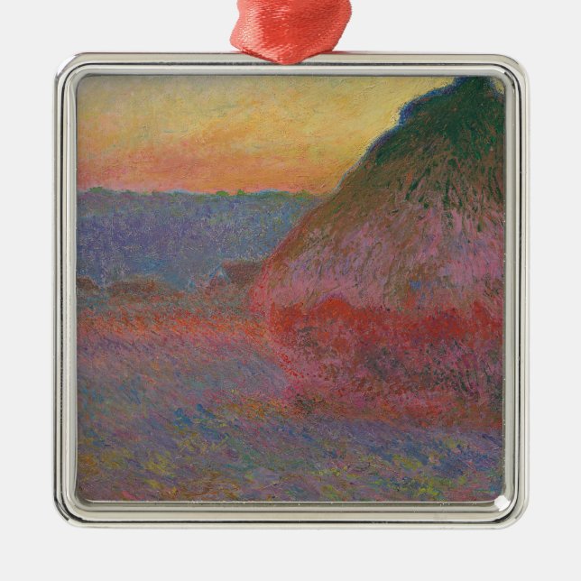 Haystacks (by Claude Monet) Ceramic Ornament (Front)