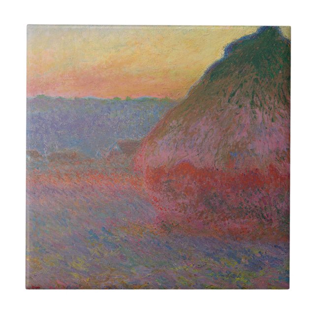 Haystacks (by Claude Monet) Ceramic Tile (Front)
