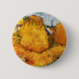 Haystacks in Provence by Vincent van Gogh 6 Cm Round Badge