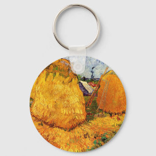 Haystacks in Provence by Vincent van Gogh Key Ring