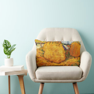 Haystacks in Provence by Vincent van Gogh Lumbar Cushion