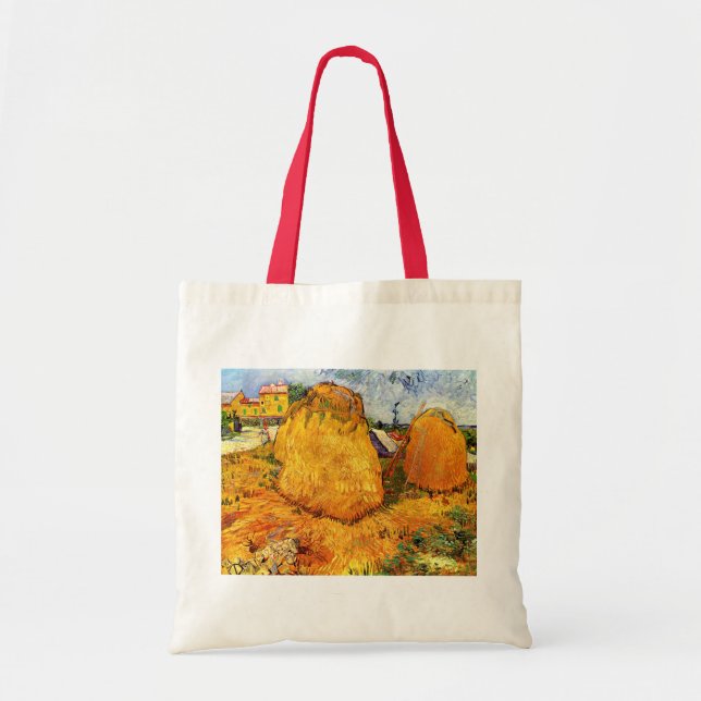 Haystacks in Provence by Vincent van Gogh Tote Bag (Front)