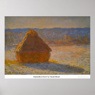 Haystacks in Snow by Claude Monet Poster