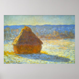 Haystacks in Snow by Claude Monet Poster