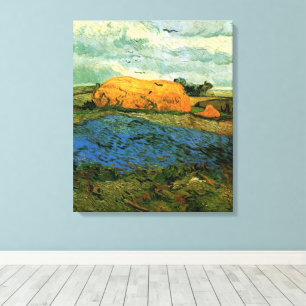 Haystacks Under a Rainy Sky by Vincent van Gogh Canvas Print