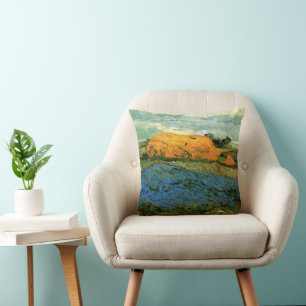 Haystacks Under a Rainy Sky by Vincent van Gogh Cushion