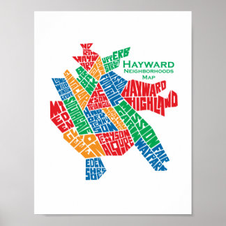 Hayward Neighbourhoods Map Poster 8.5x11