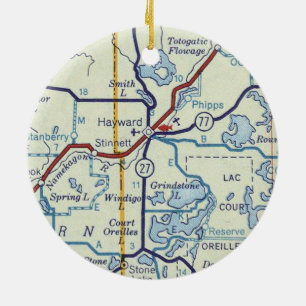 Hayward WI Old Map Ceramic Ornament