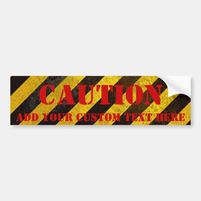 Hazard Stripes Custom Bumper Sticker (Front)