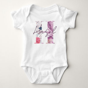 Hazel Baby Name Reveal Outfit Vintage Floral Girl Bodysuit