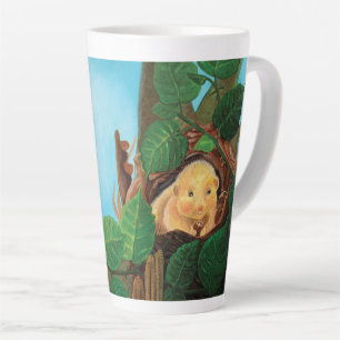 Hazel dormouse eating hazelnut   latte mug