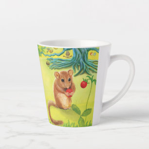 Hazel Dormouse Eating Strawberry Small  Latte Mug