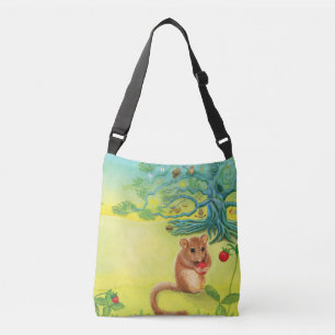 Hazel Dormouse Eating Wild Strawberry Crossbody Bag