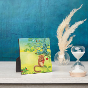 Hazel Dormouse Eating Wild Strawberry Plaque