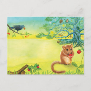 Hazel Dormouse Eating Wild Strawberry Postcard