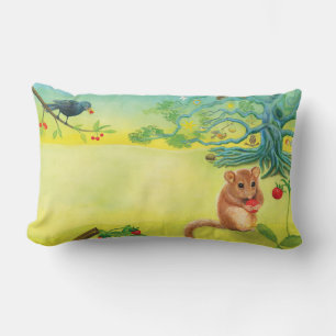 Hazel Dormouse Eating Wild Strawberry   Throw Pill Lumbar Cushion