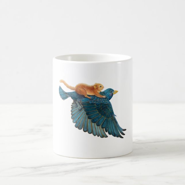 Hazel dormouse & Starling flying   Coffee Mug (Center)