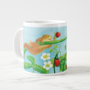 Hazel Dormouse, wild strawberries & dandelion puff Large Coffee Mug