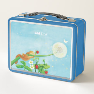 Hazel Dormouse, wild strawberries & dandelion puff Metal Lunch Box