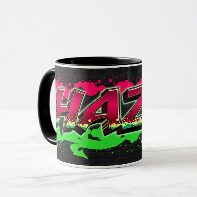 Hazel First Name Name Graffiti red green Tasse Mug (Front Left)