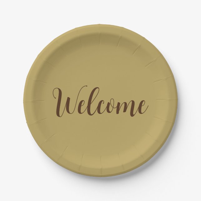 Hazelnut Colour Welcome Professional Name Template Paper Plate (Front)