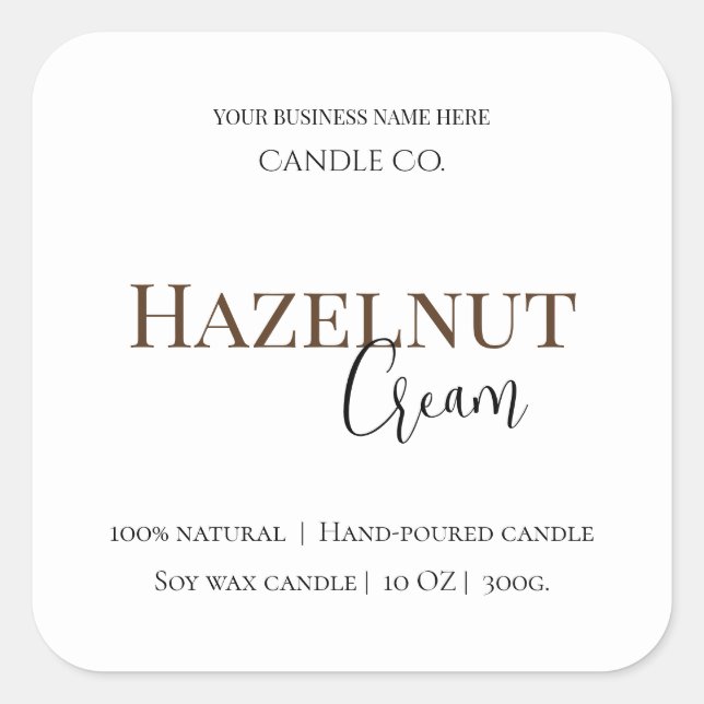Hazelnut Cream | Cosy Neutral Soy Candle Label (Front)