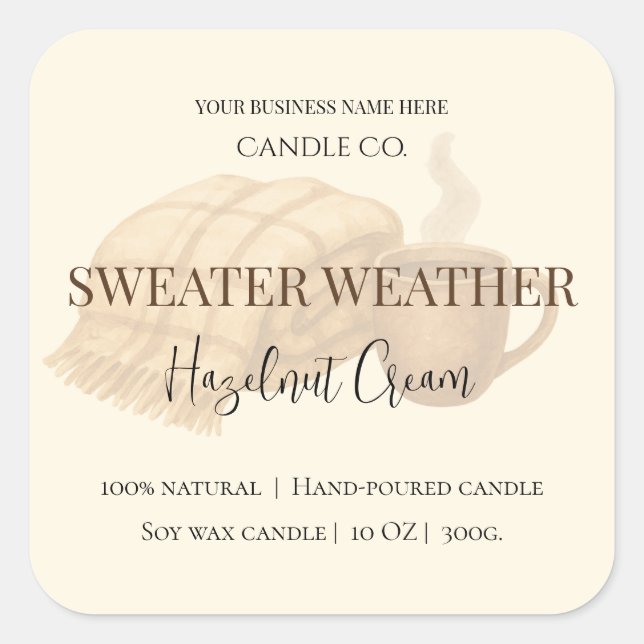 Hazelnut Cream | Cozy Neutral Soy Candle Label (Front)