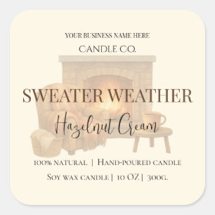 Hazelnut Cream Cozy Neutral Soy Candle Label