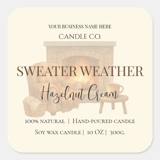 Hazelnut Cream | Cozy Neutral Soy Candle Label (Front)