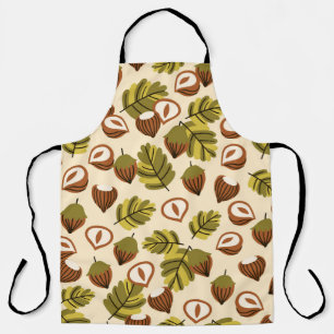Hazelnut Leaves Acorns Seamless Pattern Apron