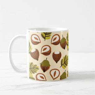 Hazelnut Leaves Acorns Seamless Pattern Coffee Mug