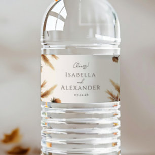 Hazelwood Watercolor Fall Floral Wedding Water Bottle Label