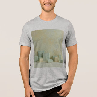 Hazy background with squares and rectangles on the Tri-Blend shirt