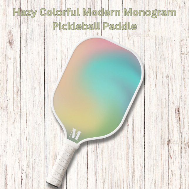 Hazy Colourful Modern Monogram Pickleball Paddle (Creator Uploaded)