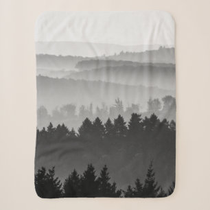 Hazy Forest Hills Black and White Landscape Photo Sherpa Blanket