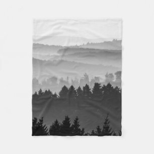 Hazy Forest Landscape Photo Fleece Blanket