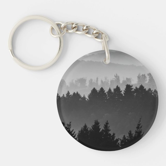 Hazy Forest Landscape Photo Key Ring (Front)