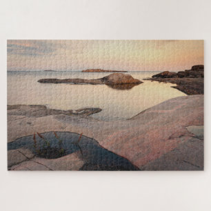 Hazy Nordic Sunset In The Archipelago Of Finland Jigsaw Puzzle