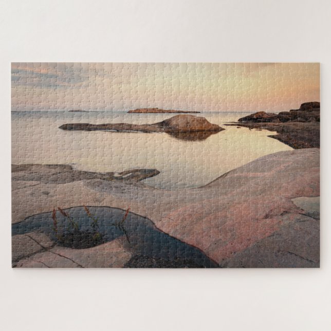 Hazy Nordic Sunset In The Archipelago Of Finland Jigsaw Puzzle (Horizontal)