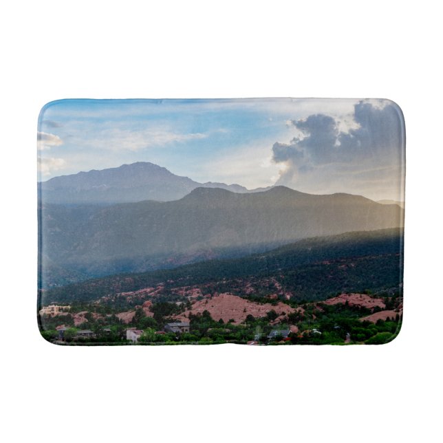 Hazy Pikes Peak Sunset Bath Mat (Front)