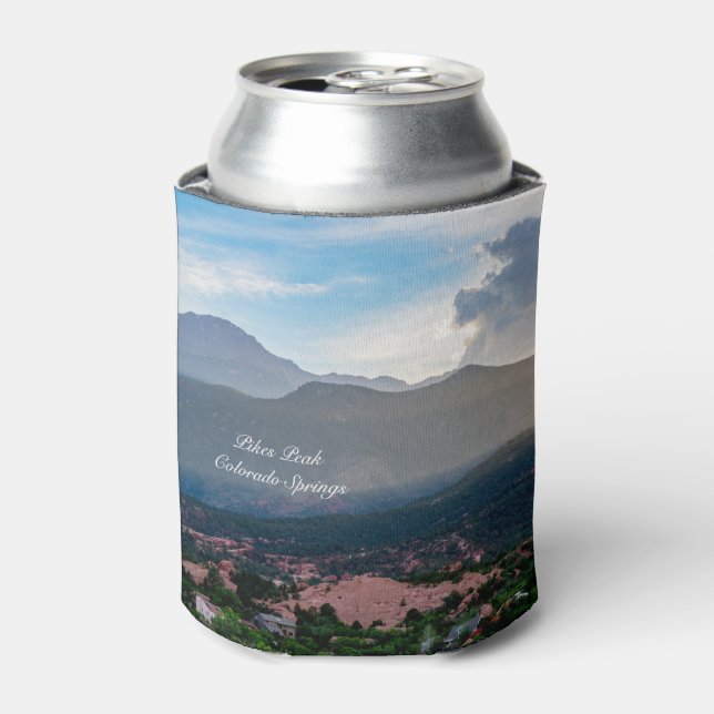 Hazy Pikes Peak Sunset Can Cooler (Can Front)