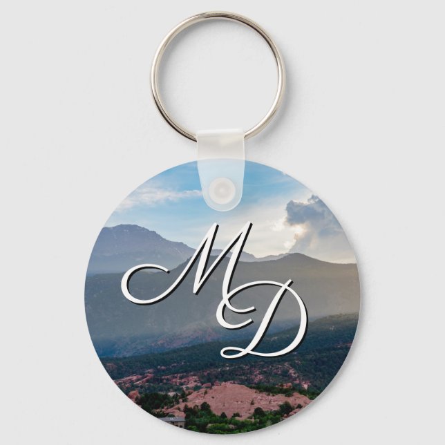 Hazy Pikes Peak Sunset Key Chain (Front)