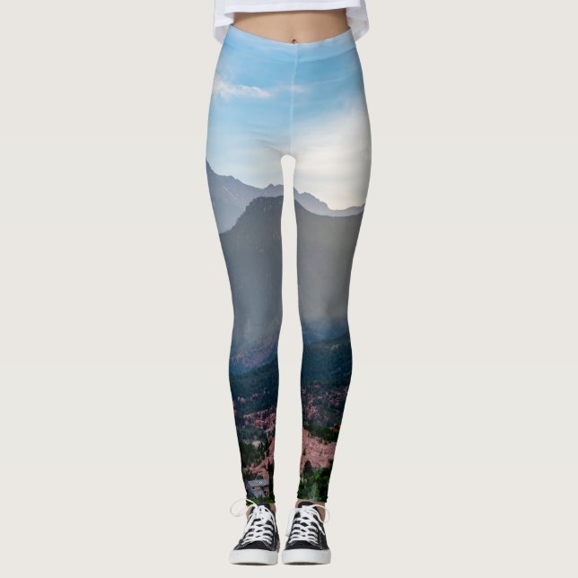 Hazy Pikes Peak Sunset Leggings (Front)