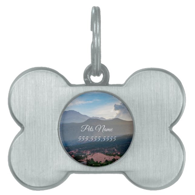 Hazy Pikes Peak Sunset Pet Tag (Front)