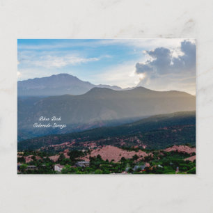 Hazy Pikes Peak Sunset Postcard