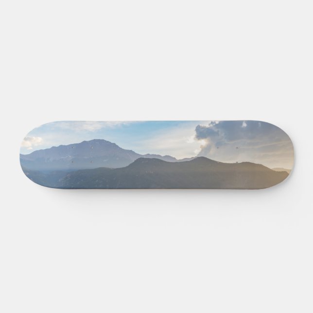 Hazy Pikes Peak Sunset Skateboard (Horz)