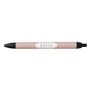 Hazy taupe/Rose gold polka dots custom pen